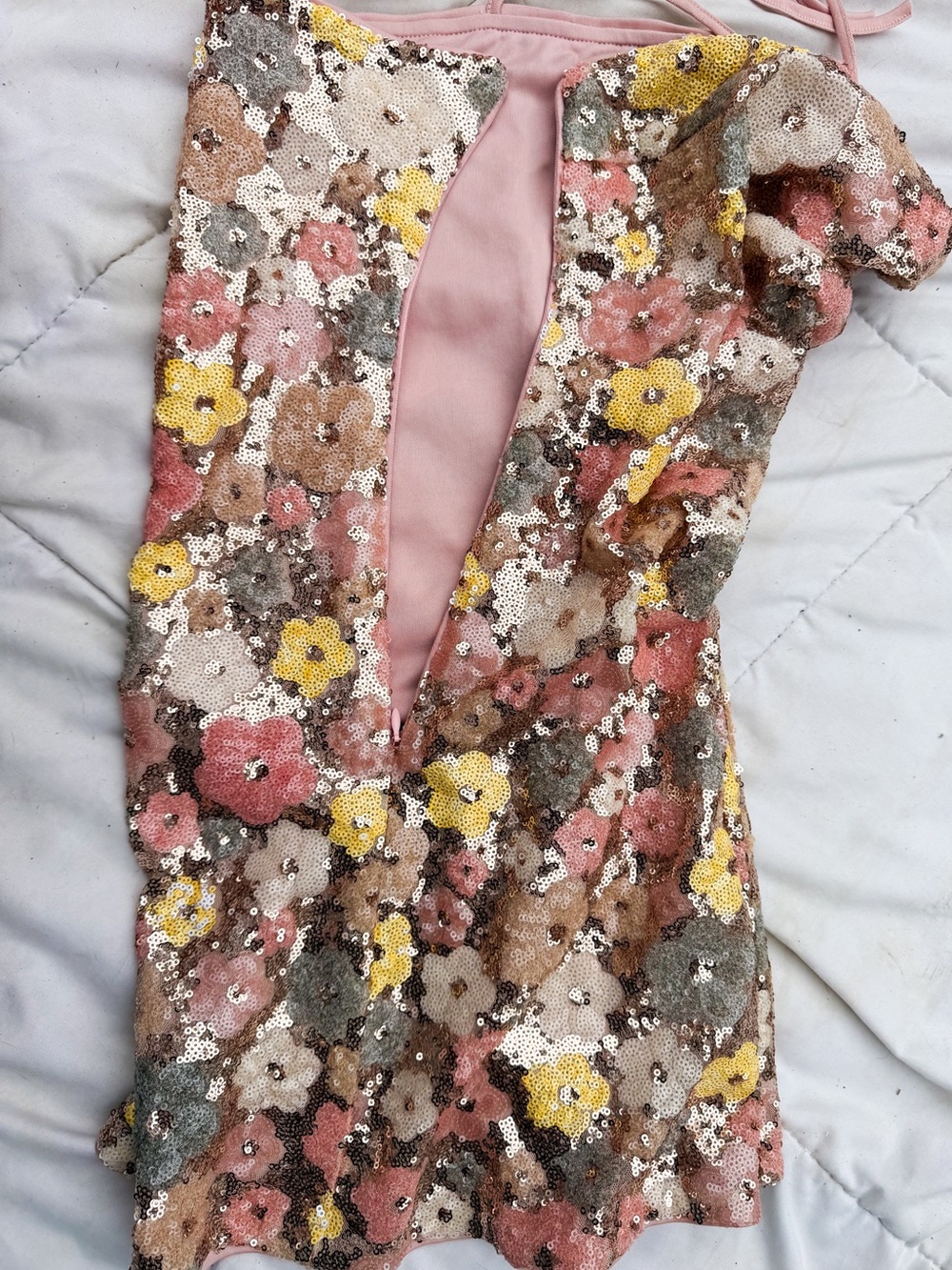 HP! 🥳 Cider Pink Sequin Floral Daisy Mini Dress Small Womens Party Cocktail EUC - Picture 5 of 10